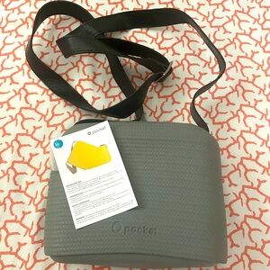 Pocket Gray Crossbody Bag, new, lightweight, grey bag & black straps.